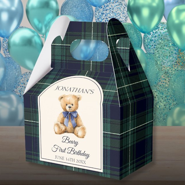 Ballotins Preppy Blue Bow Teddy Bear Tartan Birthday  (Créateur téléchargé)