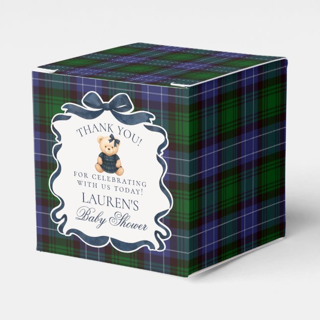 Ballotins Preppy Coquette Bow Bear Baby Shower Favor Box (Verso)