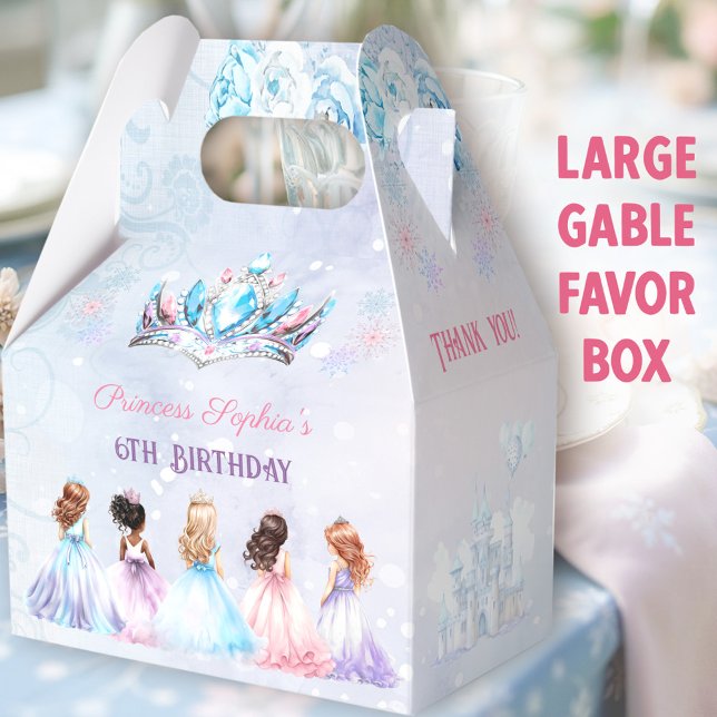 Ballotins Princess Crown Winter Purple Girl Anniversaire Gra (Winter Princess Large Gable Favor Boxes - You can choose from 3 sizes of these gable favor boxes)