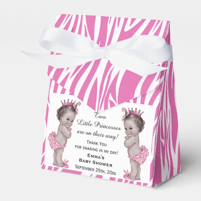 Ballotins Princess Twins Baby shower rose Zebra (Verso)