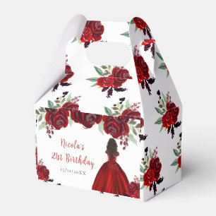 Ballotins Princesse à peau foncée Fleurs florales rouges Ann