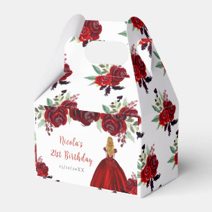 Ballotins Princesse aux Cheveux Blonds Fleurs Rouges Florale
