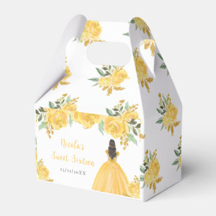 Ballotins Princesse aux Cheveux Bruns Fleurs Dorées Sweet Se