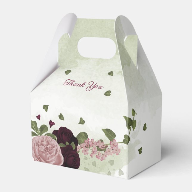 Ballotins prune rose bordeaux fleurs verdure mariage (Verso)