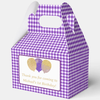 Ballotins Purple Gingham Balloons Custom Photo Birthday