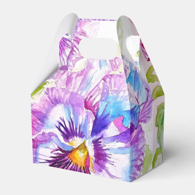 Ballotins Purple Pansy Wedding Cake Favour Box Floral Flower (Verso)