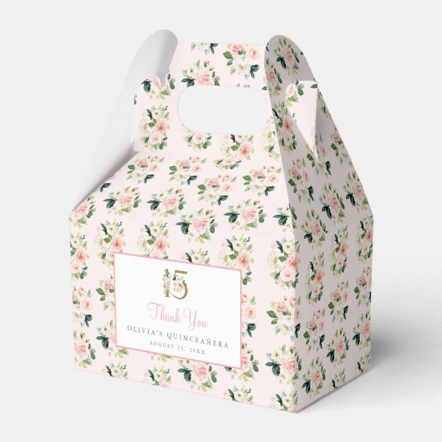 Ballotins Quinceañera Ballotin rose Floral Mis XV Roses 15 (Verso)