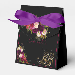 Ballotins Quinceanera Rouge Roses Or talons hauts Étincelle 