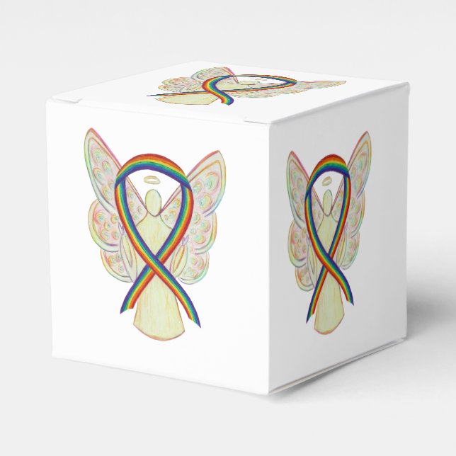 Ballotins Rainbow Awareness Ribbon Angel Party Favoriser Box (Verso)
