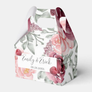 Ballotins Raspberry Rose Aquarelle Boîte de mariage Favor