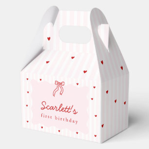 Ballotins Rayure rose cœur rouge Little Sweetheart Anniversa