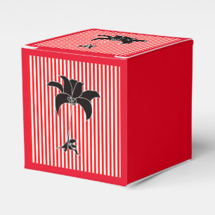 Ballotins Rayures rouges Fleuris noirs