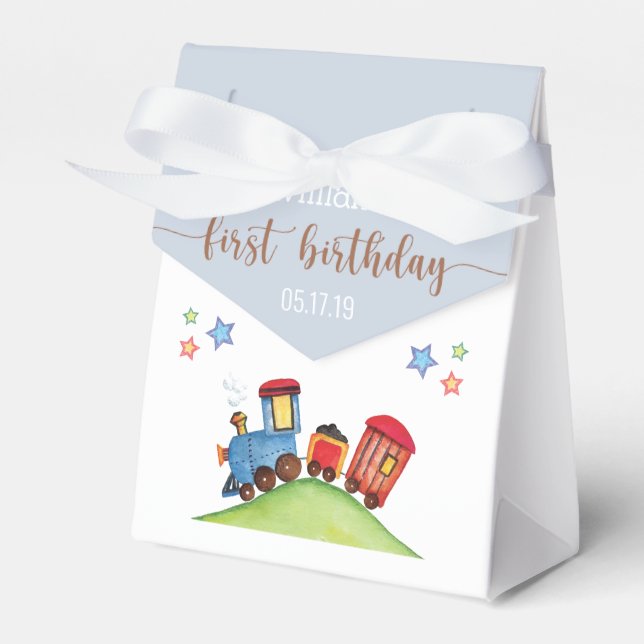 Ballotins Red Blue Train 1er Anniversaire Fête Merci Favoris (Verso)