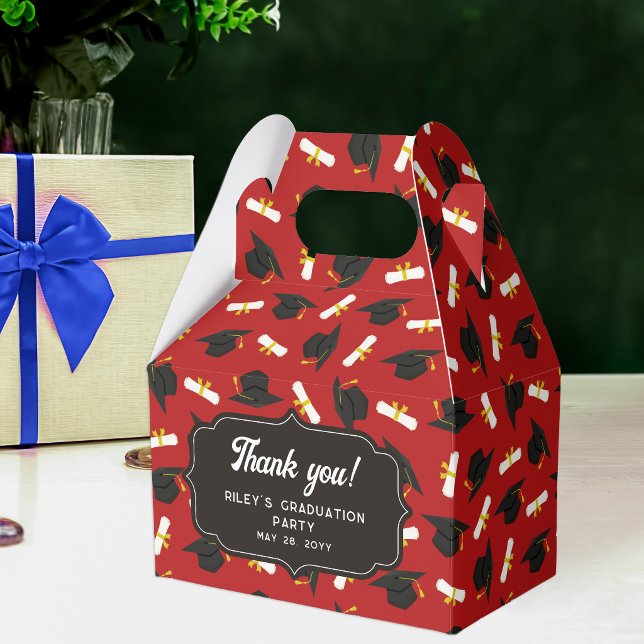 Ballotins Red Caps & Diplomas Pattern Graduation Thank You (Créateur téléchargé)