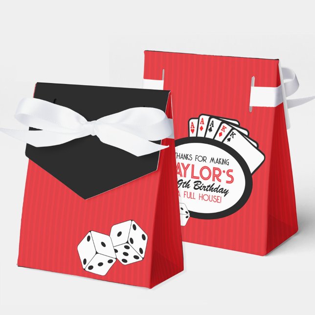 Ballotins Red Casino Dice Poker Party Favoriser les boîtes (Red Casino Dice Poker Birthday Party Favor Boxes with Personalized Thank You Back)