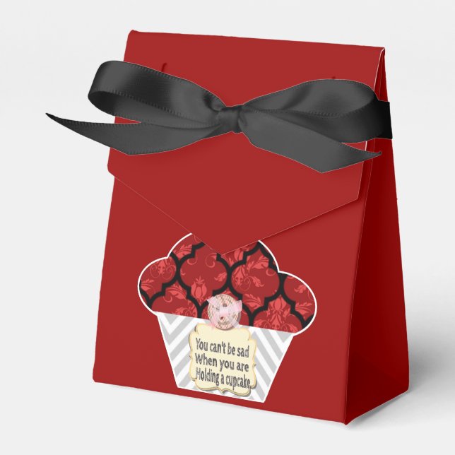 Ballotins Red Cupcake Citations Party Favoriser Box (Verso)