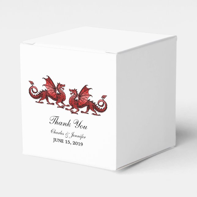 Ballotins Red Elegant Dragons Mariage Favor Boxes (Verso)