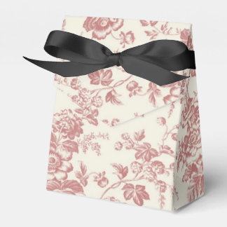 Ballotins Red Floral French Toile Canvas Party Favoriser Box