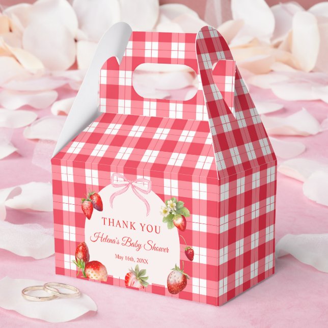 Ballotins Red Gingham Strawberries Baby Shower Thank you (Mariage)