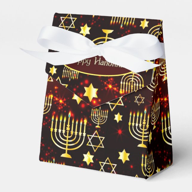 Ballotins Red & Gold Happy Hanoukka Menorah Tent (Verso)
