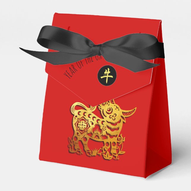 Ballotins Red Golden Ox Papercut Chinois Nouvel An 2021 TFB (Verso)