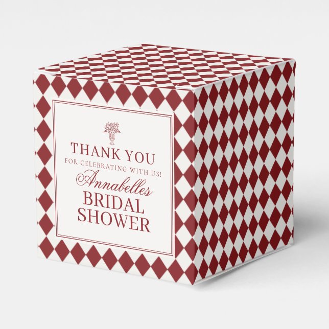 Ballotins Red Merlot Harlequin Checkered Bridal Shower (Verso)