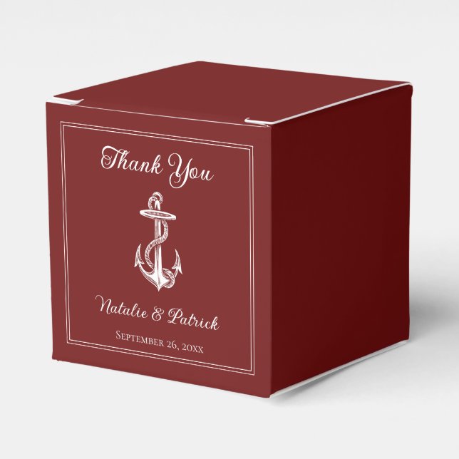 Ballotins Red Nautical Ancre Mariage Favor Boxes (Verso)