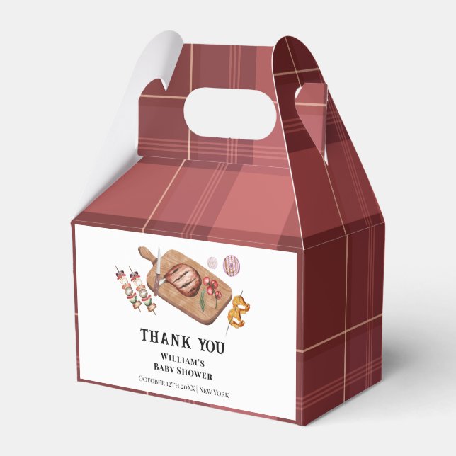 Ballotins Red Rustic Plaid Country Baby Q Baby shower (Verso)