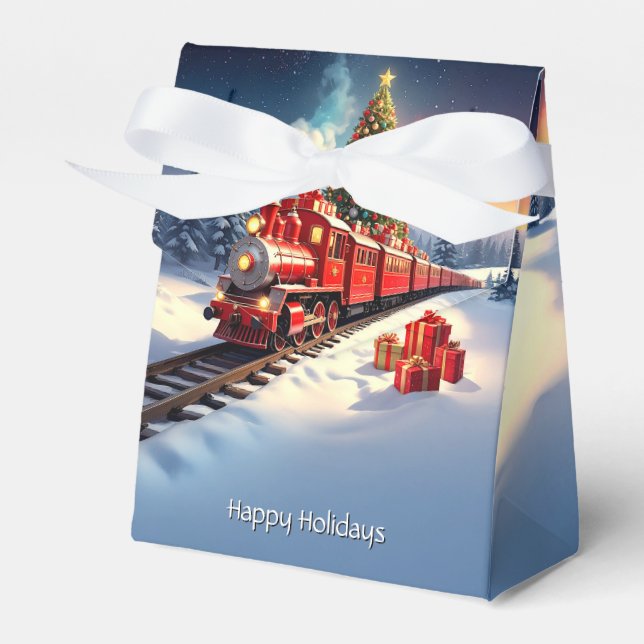 Ballotins Red Train Christmas Tree Holiday Gift Box (Verso)