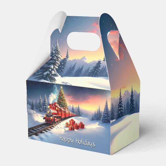 Ballotins Red Train Christmas Tree Holiday Gift Box (Verso)