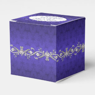 Ballotins Regency Blue Damask Custom Wedding Favor Boîte Cad
