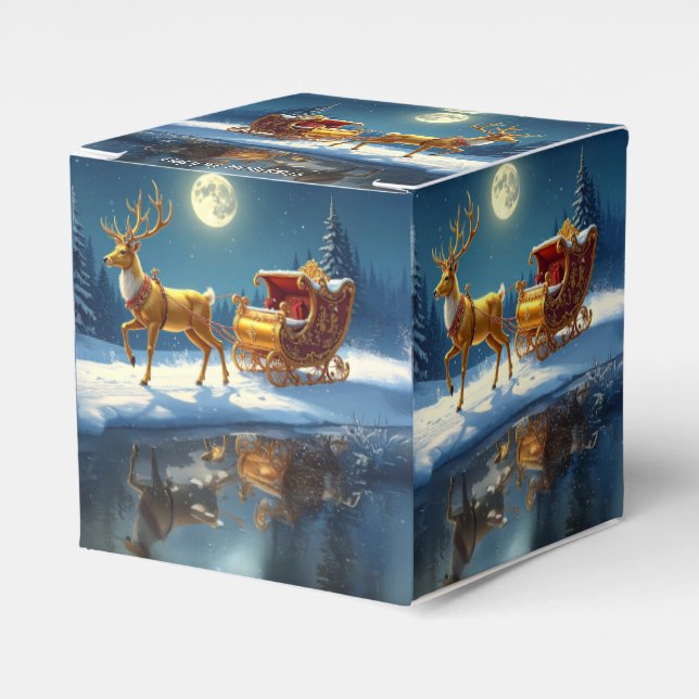 Ballotins Reindeer Christmas Sleigh Holiday Favor Box (Verso)