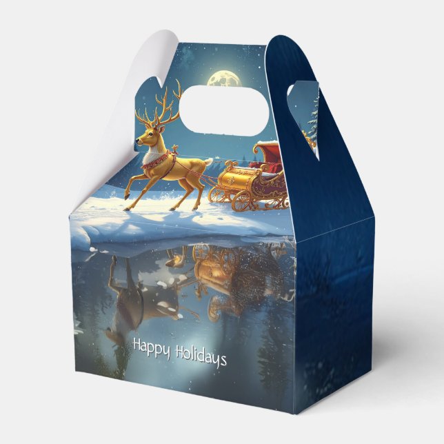 Ballotins Reindeer Christmas Sleigh Holiday Favor Box (Verso)
