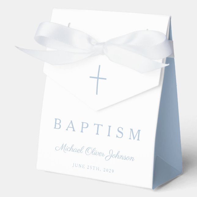 Ballotins Religious Cross Baby Blue Script Boy Baptism  (Recto)