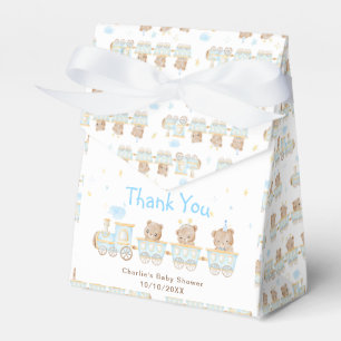 Ballotins Remerciement pour Baby Shower Train Bleu Ourson