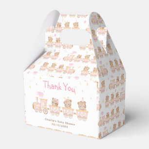 Ballotins Remerciement pour Baby Shower Train Rose Ours