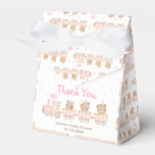 Ballotins Remerciement pour Baby Shower Train Rose Ours