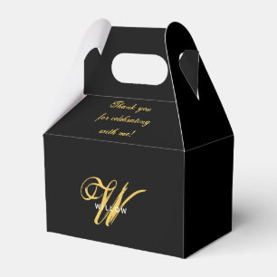 Ballotins Remerciement Vintage Monogramme Noir & Or Moderne