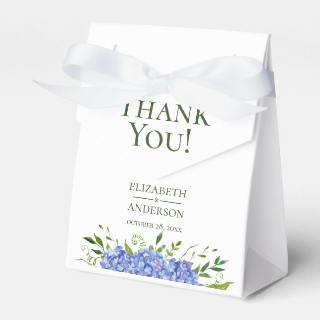 Ballotins Remerciements de mariage floral Hydrangeas Bleues (Verso)