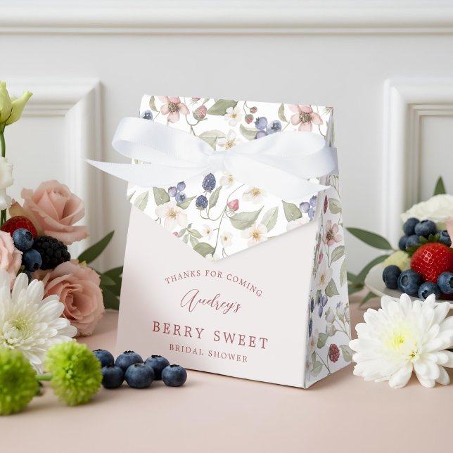 Ballotins Remerciements pour une douche de nuptiale à thème  (Strawberry Floral Berry Sweet Bridal Shower Thanks Favor Boxes)