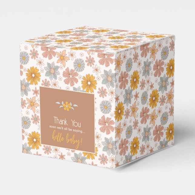 Ballotins Retro Boho Baby shower Floral Merci Cadeau (Verso)