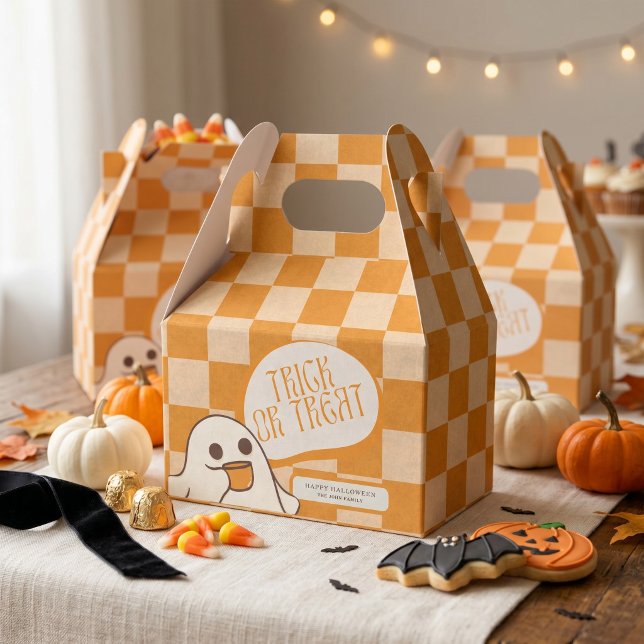 Ballotins Rétro Fantôme Mignon Halloween (Retro Spooky Cute Ghost Halloween Favor Boxes)