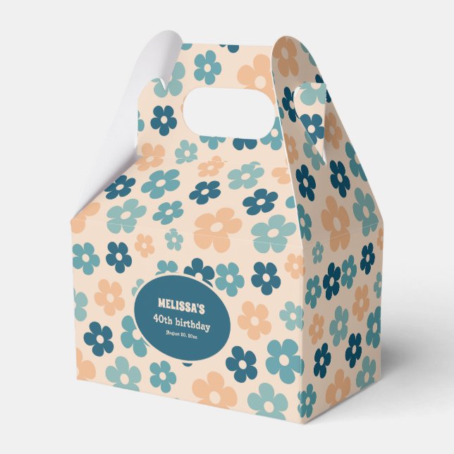 Ballotins Retro Peach Dark Green Boho Flower Anniversaire (Arrière)