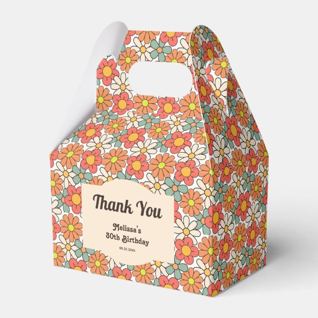 Ballotins Retro Peach Orange Floral Super Anniversaire (Verso)