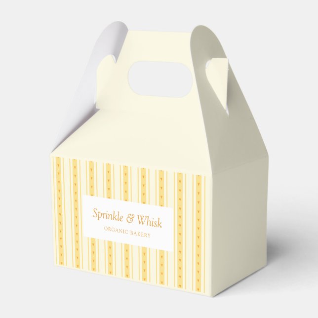 Ballotins Retro Vanilla Yellow Heart Stripes Bakery Business (Verso)