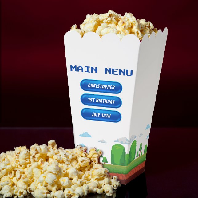 Ballotins Retro Video Game Menu 1ère fête d'anniversaire (Retro Video Game Menu 1st Birthday Party Favor Boxes
)