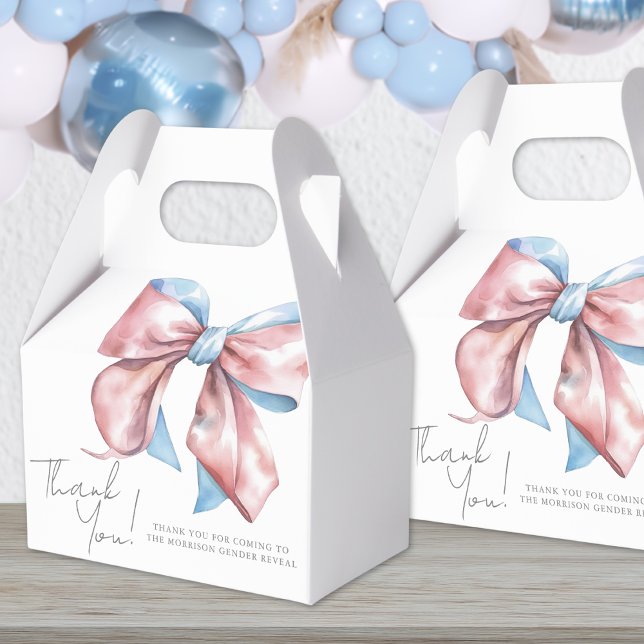 Ballotins Révélation de genre rose et bleu Bow (Pink And Blue Bow Gender Reveal Favor Boxes)
