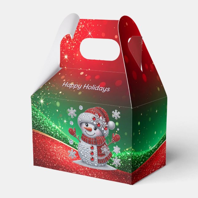 Ballotins Rhinestones Snowman Holiday Favor Box (Verso)