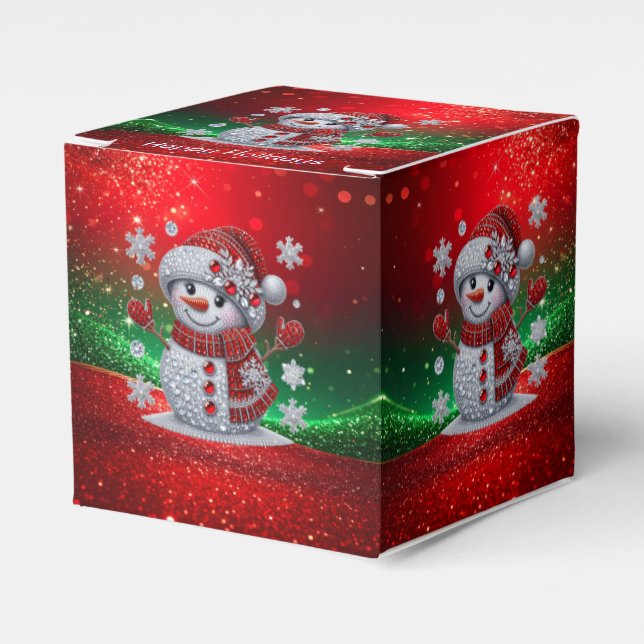 Ballotins Rhinestones Snowman Holiday Favor Box (Verso)