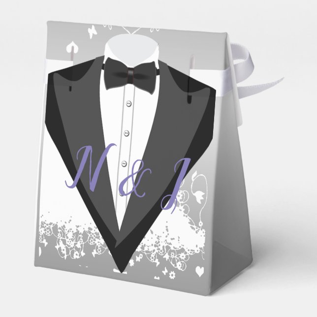 Ballotins Robe Et Tuxedo Design Mariage Favor Box (Arrière)